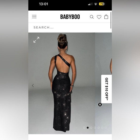 Black Sparkle One Shoulder Maxi Dress - Picture 3 of 4